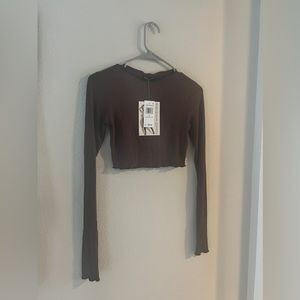 NWT Naked wardrobe ribbed long sleeve crop